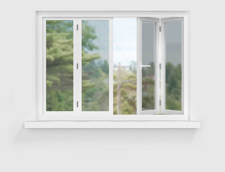 Bi-Fold windows horizontal open state